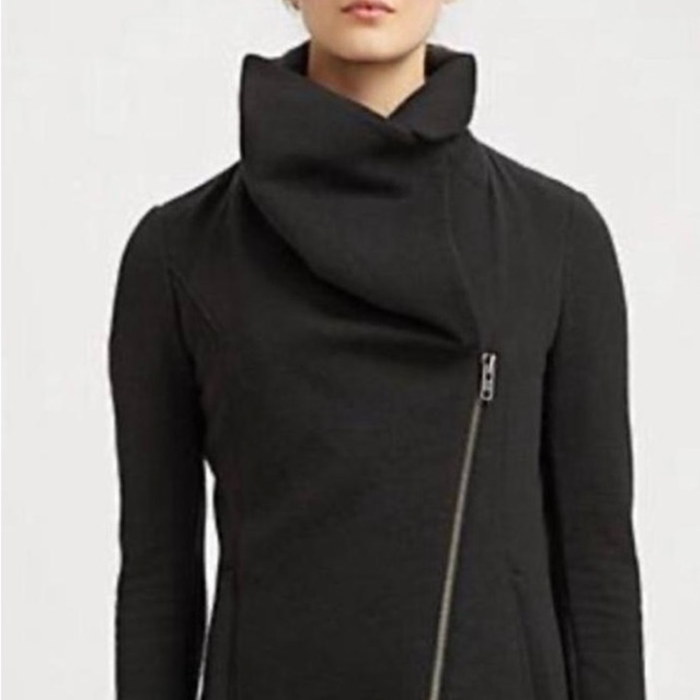 Helmut Lang Villous Asymmetrical Black jacket Small structural collar Designer